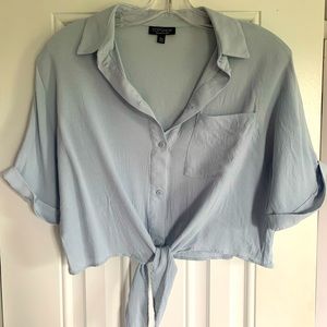 Button down cropped shirt short sleeve
